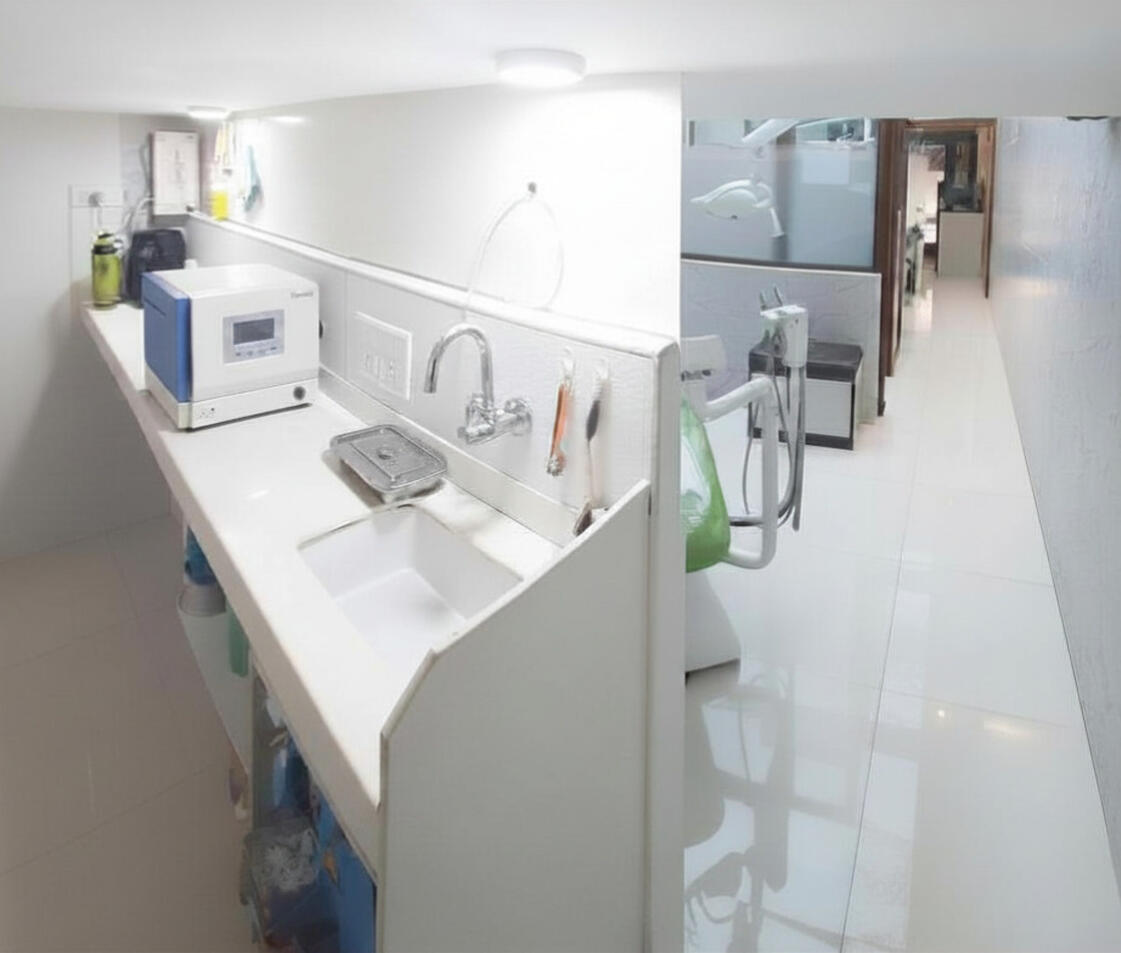Disinfection and sterilization room at Dr. Thejokrishna's dental clinic